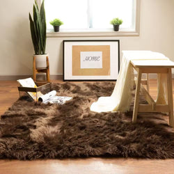 Brown Fur Area Rug 4x6 ft