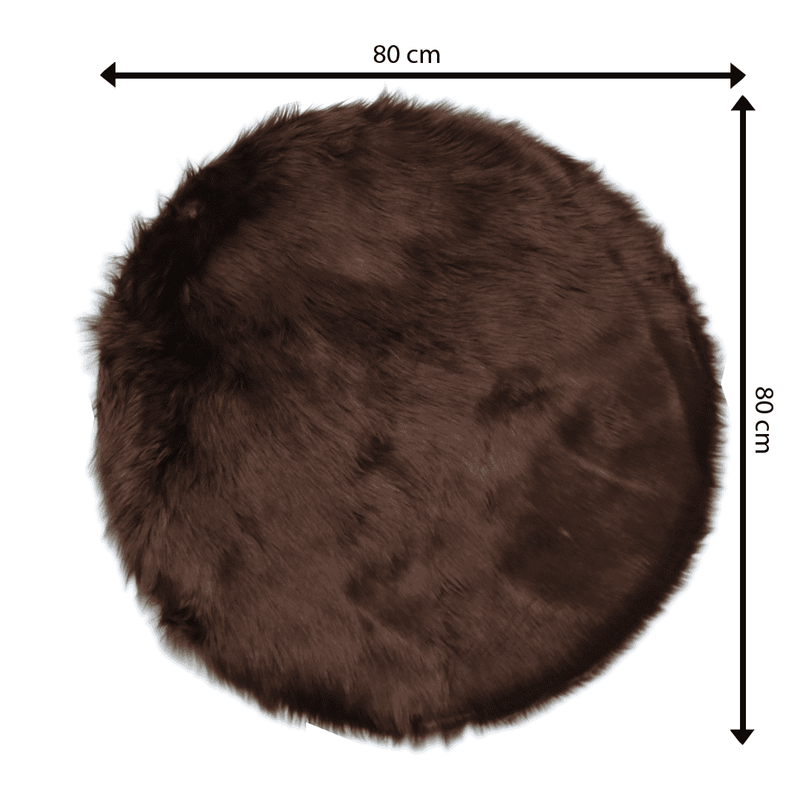 Dark Brown Round Fur 80x80 cm